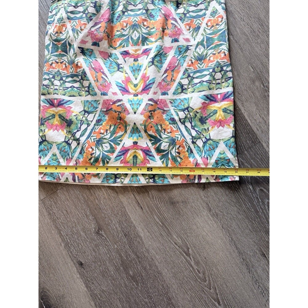 Adrianna Papell Blue Pink Caged Yoke Floral Kaleidoscope Print Sheath Dress 10 - Picture 9 of 12